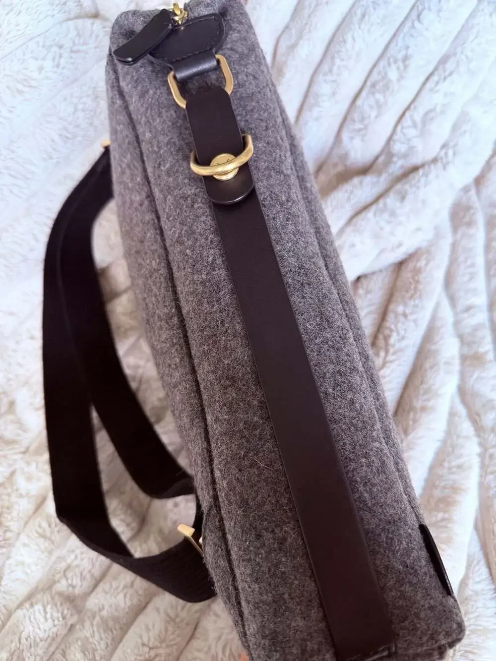 Skagen Kroyer Grey Felt and Leather Convertible Backpack Messenger Bag